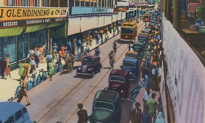 フレデリックストリート、ポートオブスペイン、トリニダード、BWI、c1940年代。 作： Unbekannt