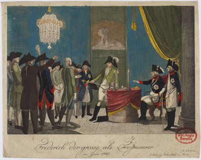 1740年のフリーメーソンとしてのフレデリック大王 作： Unbekannt