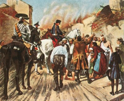 1758年8月25日、1936年のゾンドルフの戦いの前に、キューストリンの廃墟にいるフレデリック大王。 作： Unbekannt