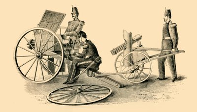 「フランスのミトラィユーズ・イン・アクション」、c1872。 作： Unbekannt