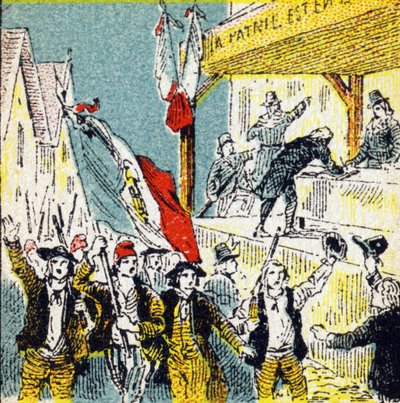 フランス革命：革命家たちの自発的なコロレーション。Histoire de France "に掲載されたエングレーヴィング。24 rue d