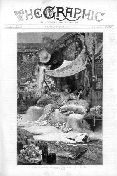 フランスの女優サラベルナール、パリのスタジオ、フランス、1890年 作： Unbekannt