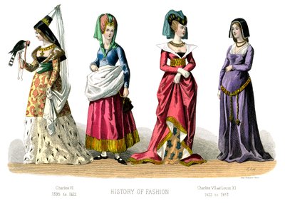 フランスの衣装：シャルル6世、シャルル7世、ルイ11世、1882年 作： Unbekannt