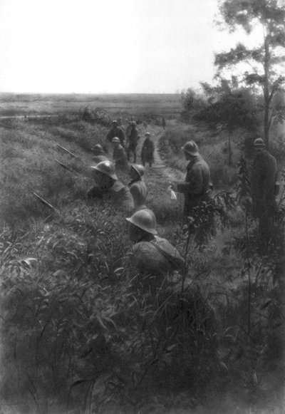 1918年、フランス、アイヌのVillers-Cotteretsの北にある沈没車線のフランス歩兵の位置 作： Unbekannt