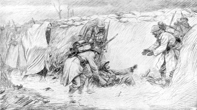 泥に落ちる面白い面を見たフランスの兵士、第一次世界大戦、1916年、1926年 作： Unbekannt