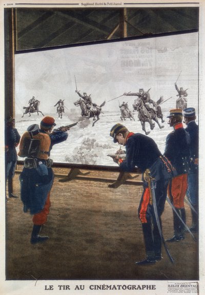 1912年にライフルの練習のために騎兵隊のチャージのフィルムを使用したフランスの兵士 作： Unbekannt