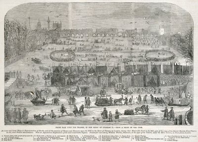 「チャールズ 2 世治世のテムズ川のフロスト フェア」、ロンドン、1683 年 作： Unbekannt