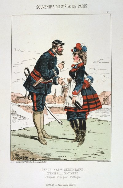 座りがちな国家警備隊-1870-1871年、パリ包囲戦のカンティニエールオフィサー 作： Unbekannt