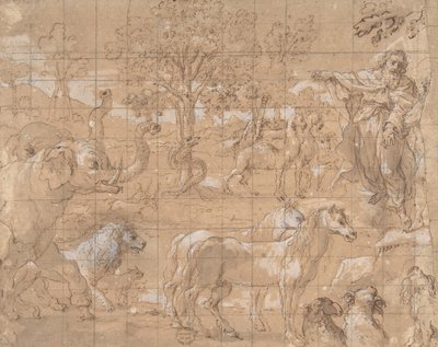 エデンの園、動物の創造、16 世紀。 作： Unbekannt