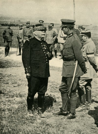 ジョセフ・ジョフレ将軍とアルバート1世、第一次世界大戦、c1915、c1920。 作： Unbekannt