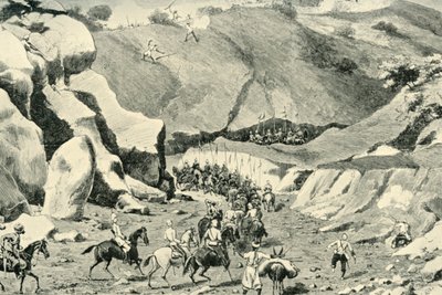ロバーツ将軍... 1901年1879年9月27日、シュタルガルダン峠のギルザイに襲われた。 作： Unbekannt
