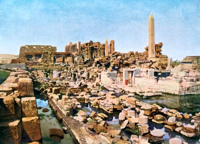 20世紀のエジプト、ルクソール、カルナックのアメンレ大寺院の概要 作： Unbekannt