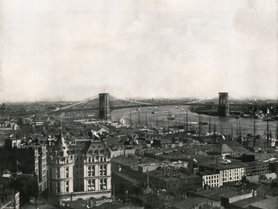 1895年、米国ニューヨーク州ブルックリン橋を示す全体図。 作： Unbekannt