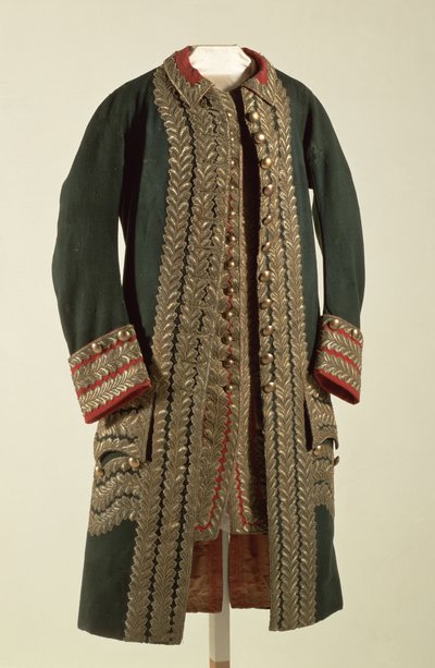 アレクサンドル・スヴォーロフ（1729-1800）所有の将軍服 18世紀後半（毛織物と絹に金糸で装飾されている 作： Unbekannt