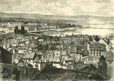 ジュネーブ、湖を見据えて、1890年。 作： Unbekannt