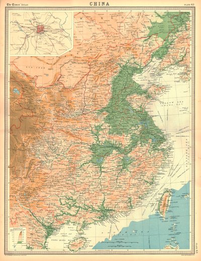 中国の地理的地図 作： Unbekannt