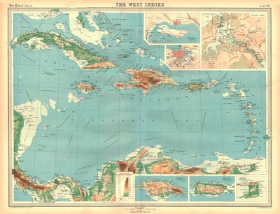 西インド諸島の地理的地図 作： Unbekannt