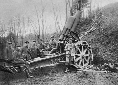 正面のドイツ迫撃砲、プレデアル、ルーマニア、第一次世界大戦、1916 作： Unbekannt