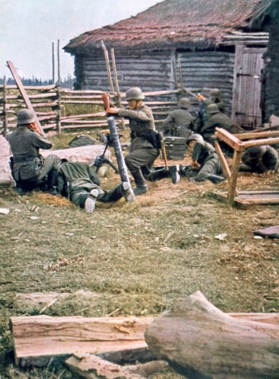 迫撃砲を使用したドイツの空挺部隊、ロシア、1943 作： Unbekannt