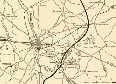 イープル、フランダース、第一次世界大戦、1915年、c1920付近のドイツ人の地位。 作： Unbekannt