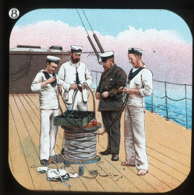 Electric Lightの準備-HMSエディンバラ、c1900。 作： Unbekannt