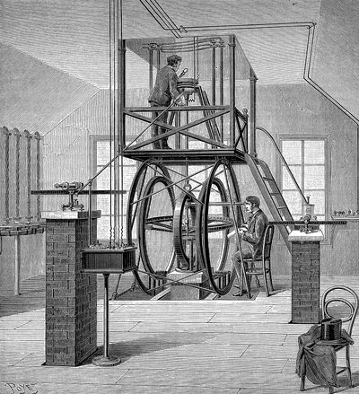 物理学研究所のジャイアント検流計、コーネル大学、ニューヨーク、アメリカ、1886 作： Unbekannt