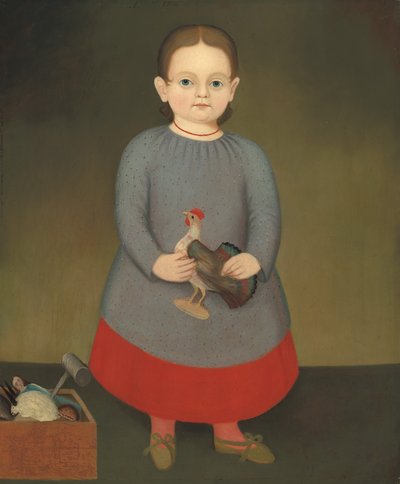 おもちゃのおんどりを持つ少女、c。 1840年。 作： Unbekannt