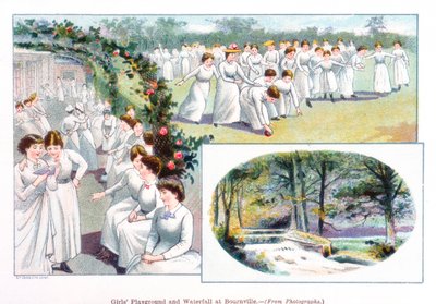 ボーンビルの少女の遊び場と滝、1892年 作： Unbekannt