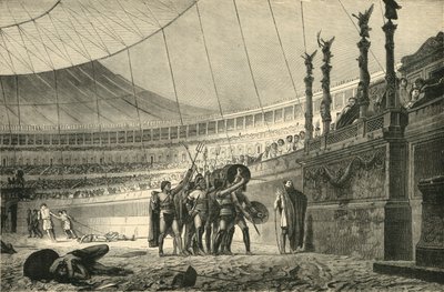 戦闘に参加する前に天皇に敬礼する剣闘士、1890年。 作： Unbekannt