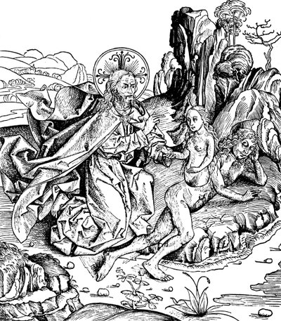 1493年にアダムスリブからイブを創造した神 作： Unbekannt