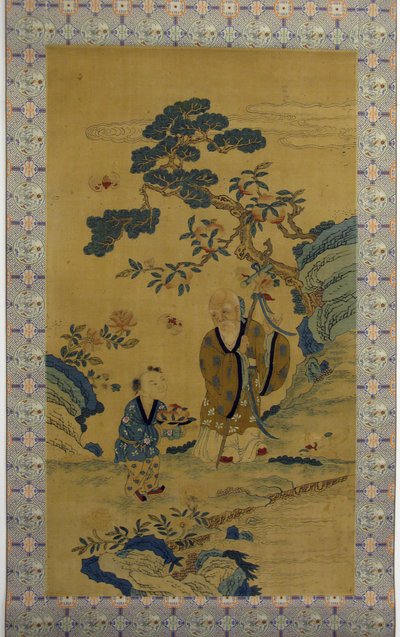 長寿の神・寿老人と少年 19世紀 作： Unbekannt