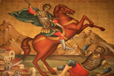 聖ディミトリオスを描いたギリシャ正教のイコン Thessalonique Grece 作： Unbekannt