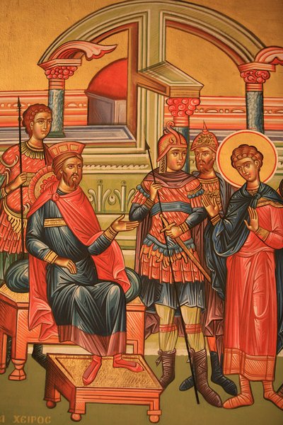ローマの総督と殉教者を描いたギリシャ正教のイコン Thessalonique Grece 作： Unbekannt