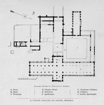 Rievaulx修道院の平面図、1897 作： Unbekannt