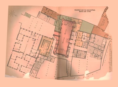 ギルドホールシティオブロンドンプラン、c1750、1886 作： Unbekannt