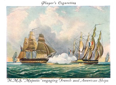HMSマジェスティックが1936年にフランスとアメリカの船に従事。 作： Unbekannt