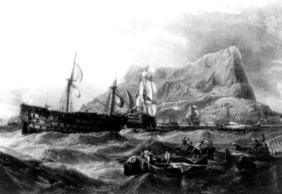 HMSビクトリーは1805年にジブラルタルに引き揚げられました。19世紀 作： Unbekannt