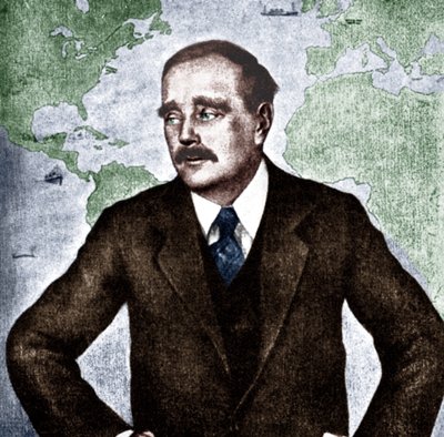 H・G・ウェルズ - イギリスの小説家、ジャーナリスト、社会学者、歴史家の肖像画（1933年頃）。1866年9月21日 - 1946年8月13日。世界の戦争」。 作： Unbekannt