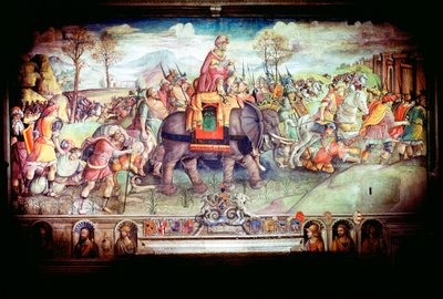 ハンニバルと彼の軍隊がアルプスを横断、紀元前 218 年 作： Unbekannt