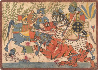 ハリシャンドラと彼の大臣が1800-1850のハリシャンドラシリーズからタイガーフォリオを殺しています。 作： Unbekannt