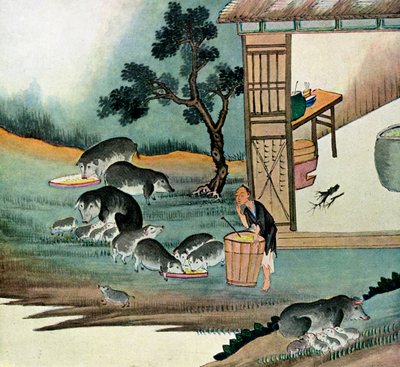 彼は彼の畑に彼を送り、ブタに餌をやる、1899年 作： Unbekannt