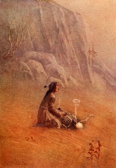 彼はパイプに火をつけ、骸骨の口に入れました。1914 年。 作： Unbekannt