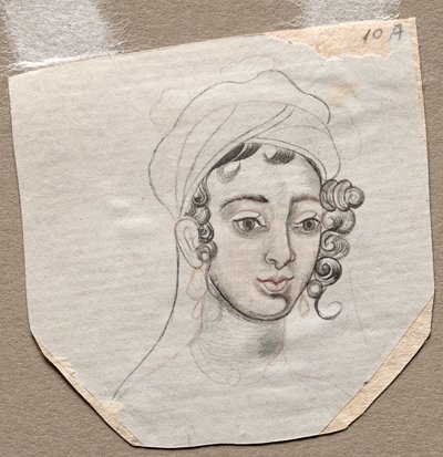 若い男の頭、1800年代初頭。 作： Unbekannt