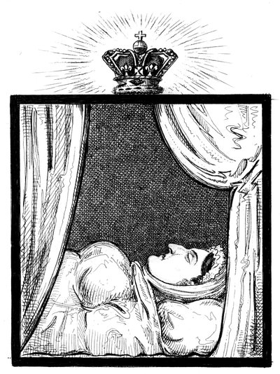 彼女の死後数時間後に現れたキャロライン女王陛下、c1821 作： Unbekannt