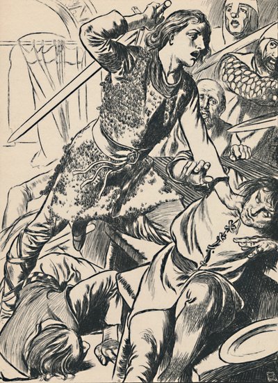 ヒアワードと彼の部下はノルマン人を攻撃します、c1907 作： Unbekannt