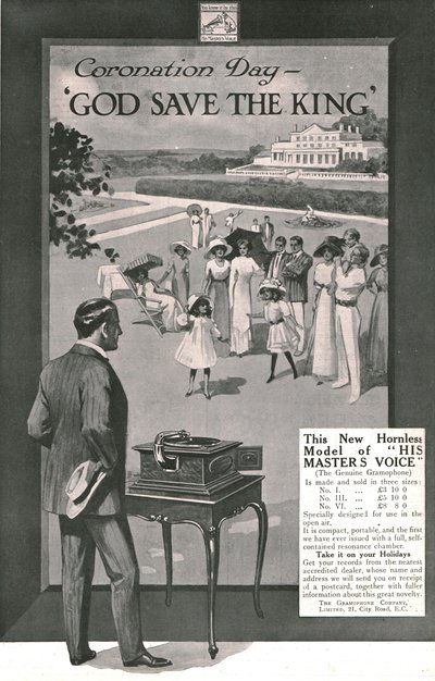 彼のマスターズボイスの広告、1911年。 作： Unbekannt