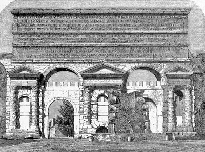 古代ローマの歴史。1872年のローマの彫刻 ポルタ・マッジョーレ、またはポルタ・ネヴィア 作： Unbekannt