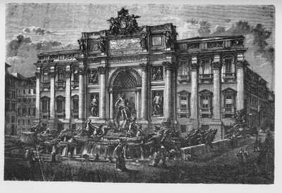 古代ローマの歴史トレビの泉は、イタリアの建築家ニコラ・サルヴィが設計し、ピエトロ・ブラッチが完成させたイタリア・ローマのトレビ地区にある噴水です。 作： Unbekannt