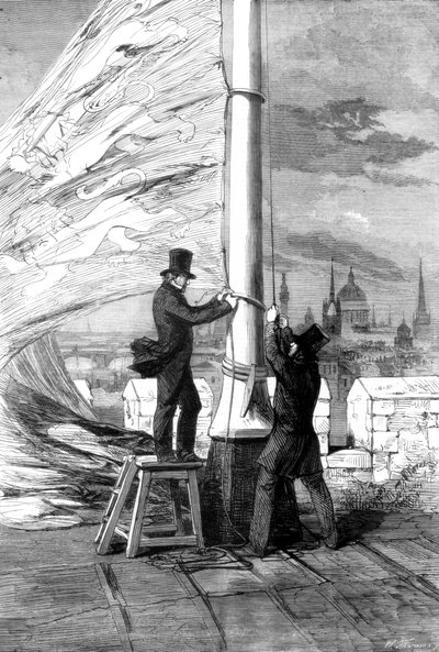 1856年にロンドン塔で王室の標準を掲げる 作： Unbekannt