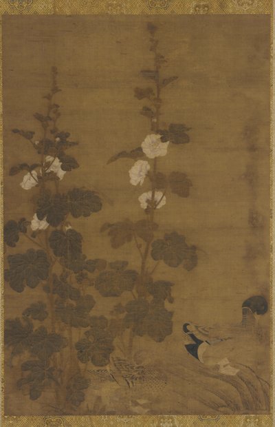 タチアオイとアヒル、明王朝、1368-1644。 作： Unbekannt